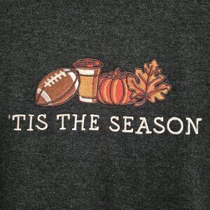 Love in Faith Fall Embroidered Football “Tis The Season” Gray Crewneck Sweater